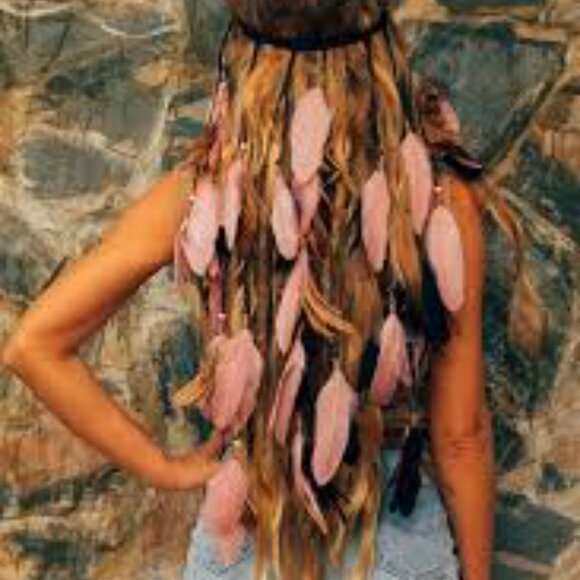 Blonde Natural Feathers Headpiece Headband Boho MockNiWear Alisa Belochkina NIB